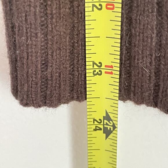 Vtg Y2K Fitted V Neck Sweater S Brown Striped Angora Blend Bella Swan Academia - Picture 8 of 8